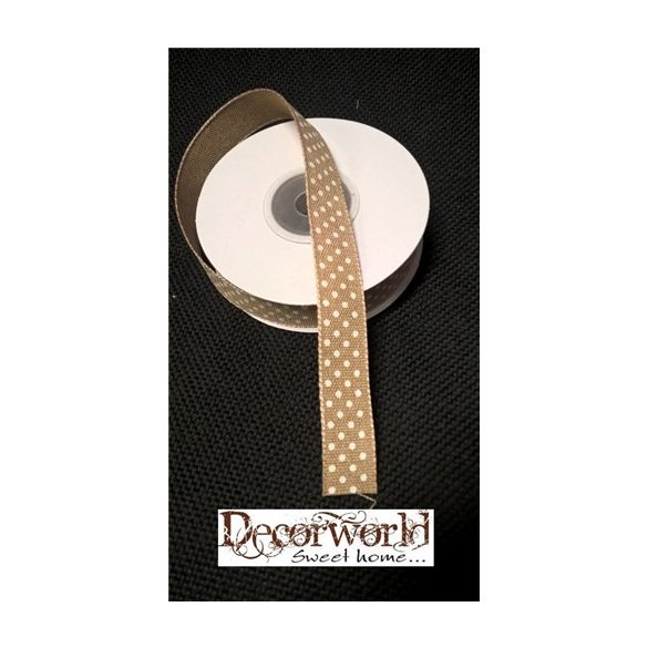Textil szalag pöttyös barna 15mm x 10m