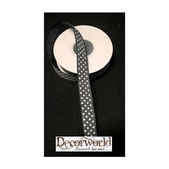 Textil szalag pöttyös szürke 15mm x 10m