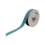 Textil szalag pöttyös türkizzöld 15mm x 10m