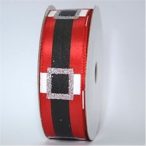   Szatén szalag mikulás öve ezüst glitteres csattal 23mm x 10m