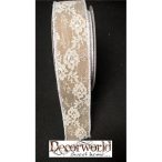 Csipkés szalag natúr/fehér 38mm x 10m drótos