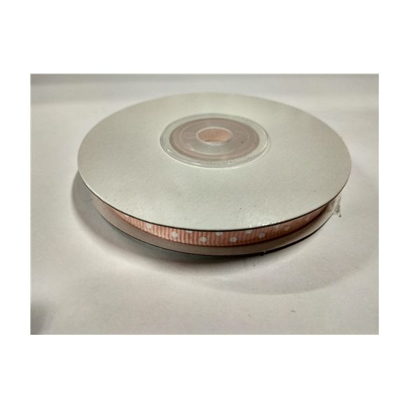 Dekorszalag ripsz 7mm x 10m rózsaszín pöttyös