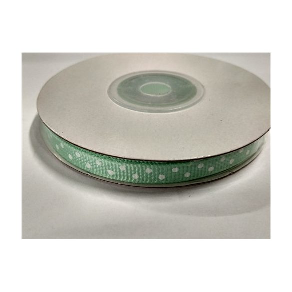 Dekorszalag ripsz 7mm x 10m zöld pöttyös