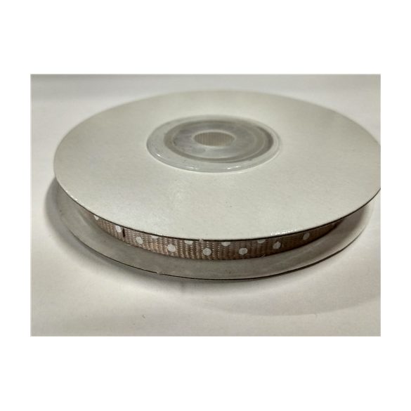 Dekorszalag ripsz 7mm x 10m lila bézs pöttyös