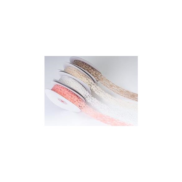 Dekorszalag 23mm x 10m bézs csipkés ezüst