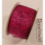 Dekor szalag drótos glitteres - Rózsaszín
