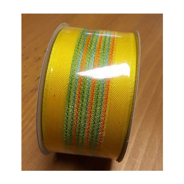 Textil szalag csíkos drótos sárga 38mm/10m