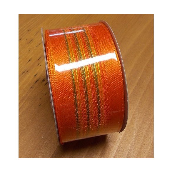 Textil szalag csíkos drótos narancs 38mm/10m