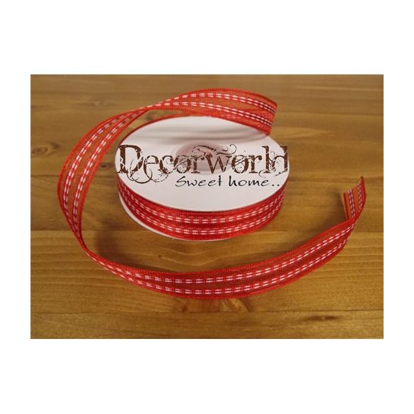 Dekorációs szalag piros/fehér csíkos 16mm x 10m