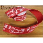   Dekorációs szalag piros feliratos "Merry Christmas" 38mm x 10m