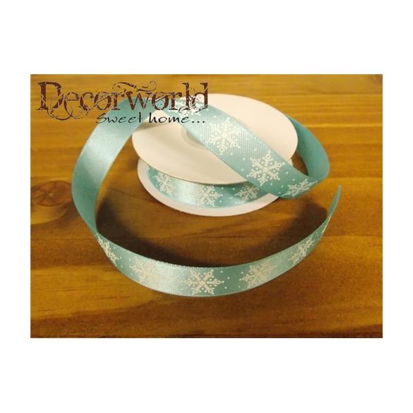 Dekorációs szalag türkiz, hópelyhes 16mm x 10m