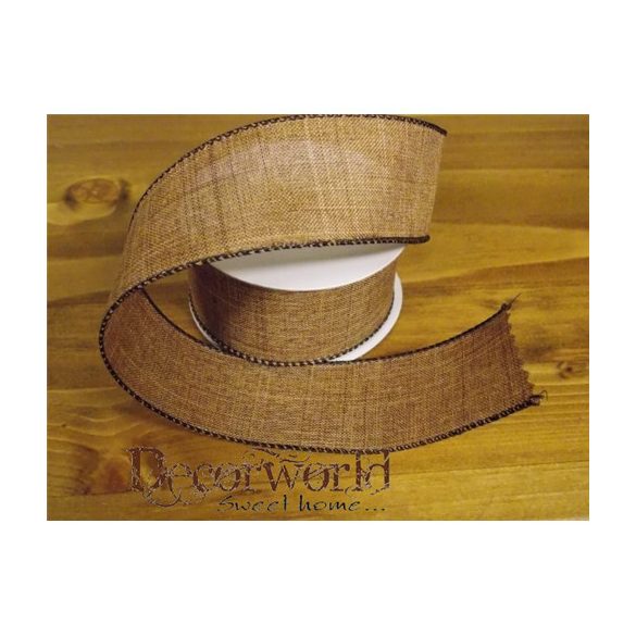 Dekorációs szalag sötétbarna szegett szélű 38mm x 10m