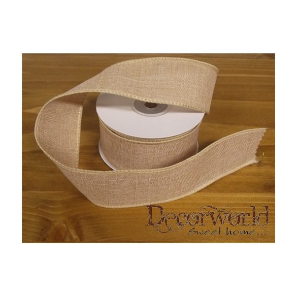 Dekorációs szalag taupe szegett szélű 38mm x 10m
