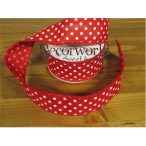 Dekorációs szalag piros, pöttyös 38mm x 10m