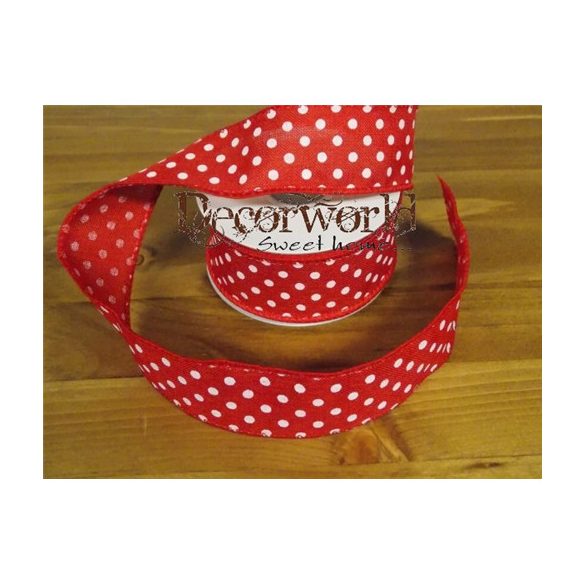 Dekorációs szalag piros, pöttyös 38mm x 10m