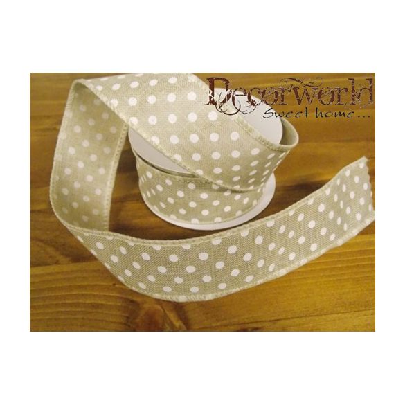 Dekorációs szalag krém, pöttyös 38mm x 10m