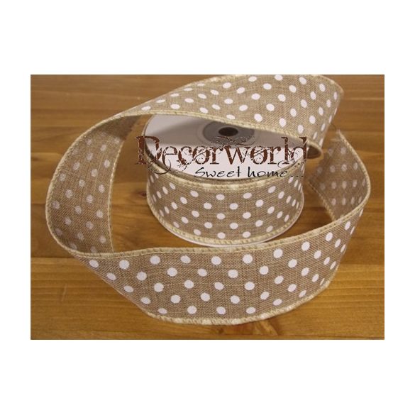 Dekorációs szalag barna, pöttyös 38mm x 10m