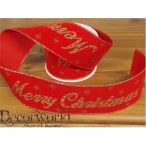   Dekorációs szalag piros feliratos "Merry Christmas" 63mm x 10m