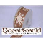 Dekorációs szalag barna, hópelyhes 38mm x 10m 2 féle