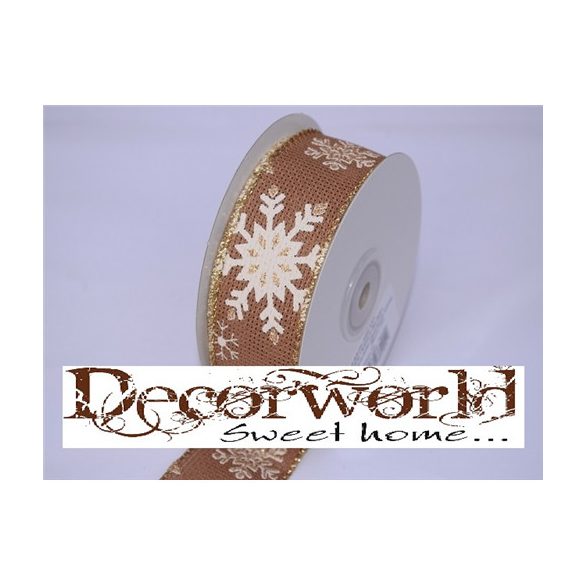 Dekorációs szalag barna, hópelyhes 38mm x 10m 2 féle