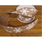 Dekorációs szalag barna, hópelyhes 38mm x 10m