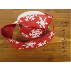 Dekorációs szalag piros, hópelyhes 38mm x 10m