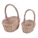   Kosár vessző ovális füllel szett 16x13/21x18cm - 2részes