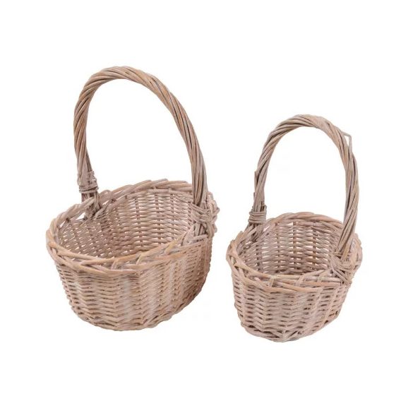 Kosár vessző ovális füllel szett 16x13/21x18cm - 2részes