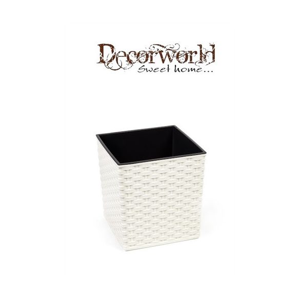 Kaspó műanyag Juta-rattan 40x40cm M51cm krém