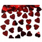 Konfetti metál szívek  - Piros