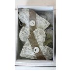 Textil szív S/6 fehér 9cm