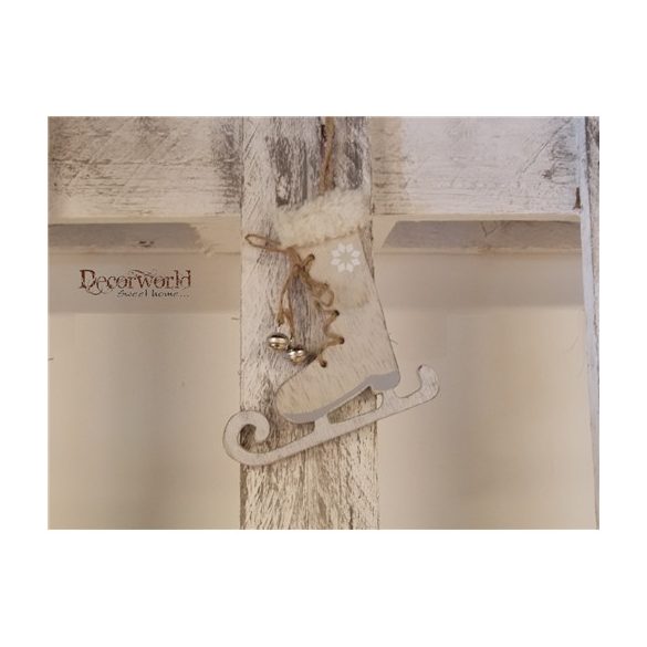 Fa korcsolya csengős fehér 12x13 cm