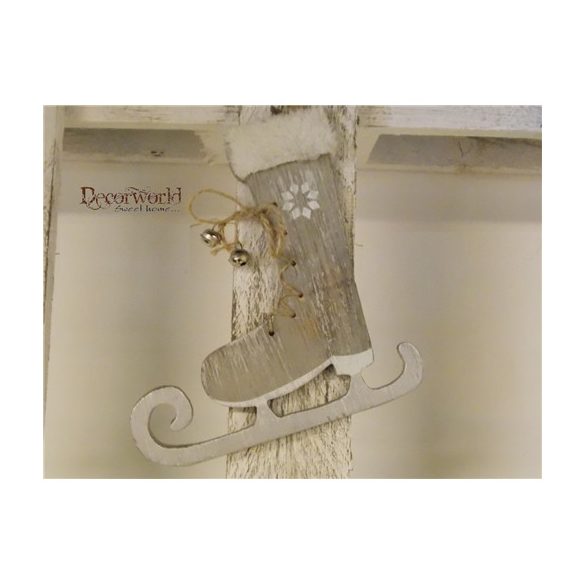 Fa korcsolya csengős szürke 17x18 cm