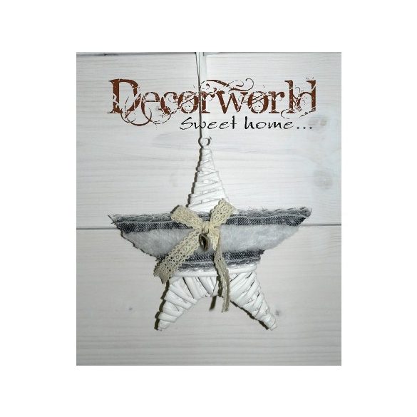 Csillagos függő szőrmés csipke masnival fehér