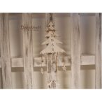   Fa fenyő, XMAS felirat, csengő, lógó csillag+rénszarvas, fehér 26cm AKCIÓ