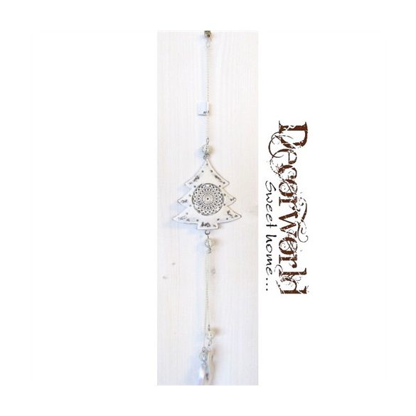 Fém függő fenyőfa fehér 50x8,5cm