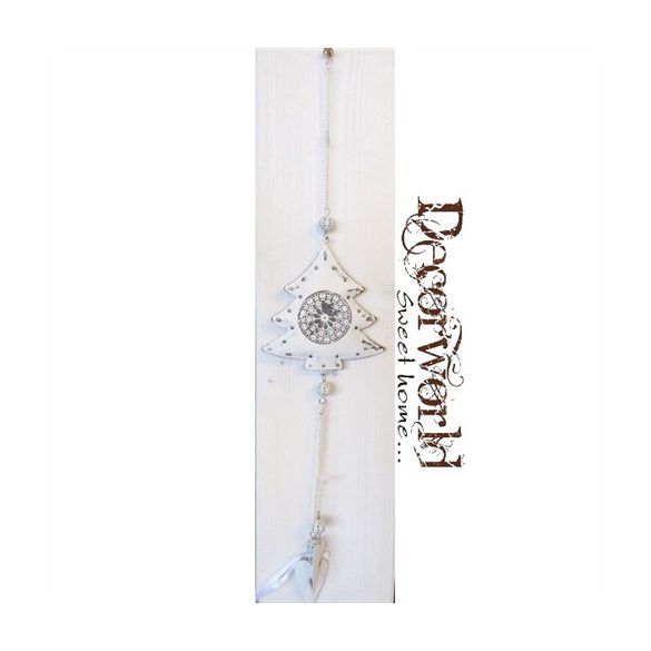 Fém függő fenyőfa fehér 53x12,5cm