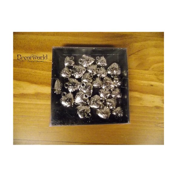 Fém szív akasztós ezüst rózsás "Love" felirat 2cm S/24