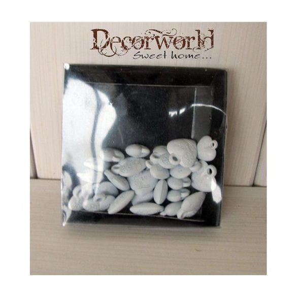 Fém szív akasztós fehér rózsás "Love" felirat 2cm S/24