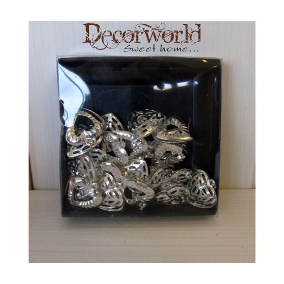 Fém szív lyukas akasztós ezüst 2cm S/24