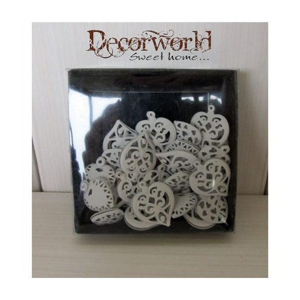 Fém szív akasztós fehér 2cm S/24