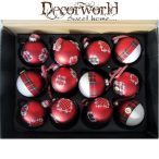 Üveggömb piros-fehér skótkockás S/12