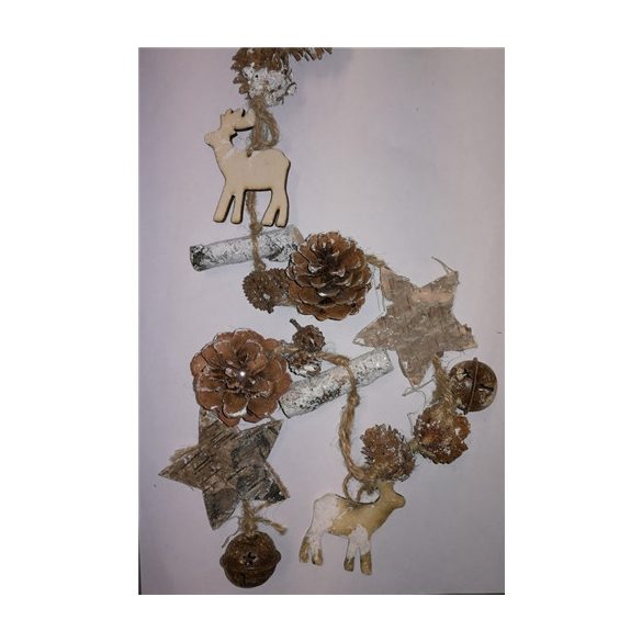 Téli girland toboz/csillag/szarvas 76cm