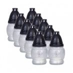 Mécses üveg 14 cm műanyag fedéllel - Fehér /db