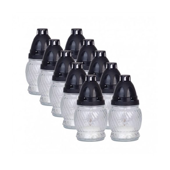 Mécses üveg 14 cm műanyag fedéllel - Fehér /db