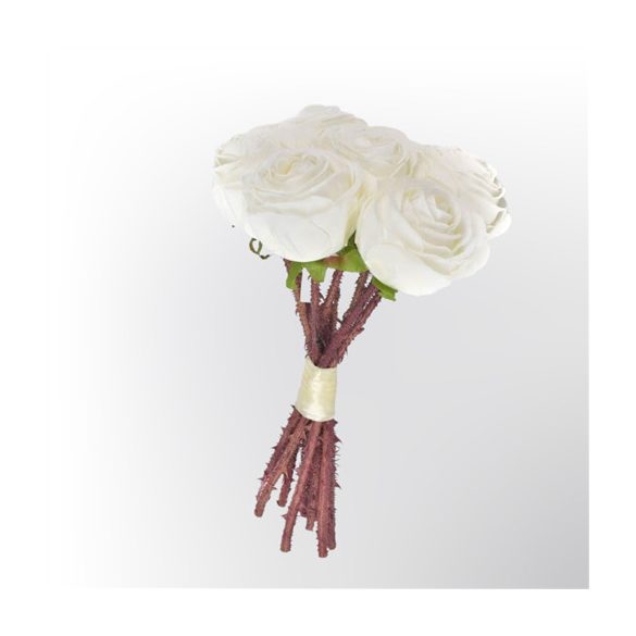 Tömöttfejű Rózsa Csokor (9 szál) 35cm - Fehér