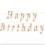   Csináld magad füzér "Happy Birthday" felirat 11x200 cm - Rosegold