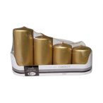   Adventi gyertya 4 db-os emelkedő méretek 70,80,100,120/50 mm - Metál arany