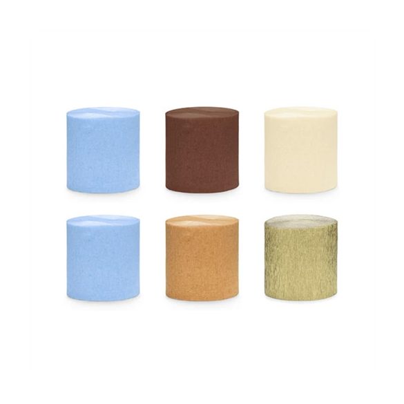Krepp papír 6 darabos készlet 5 cm x 10 m S/6  - Kék/barna