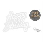 Neon LED "Happy birthday" 40x29,5cm - Melegfehér